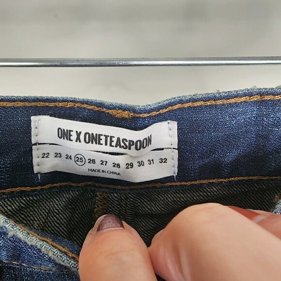 NWT One Teaspoon Cowboy Junkyard Distressed Frayed Hem Mini Jean Skirt Size 25 - Picture 13 of 16